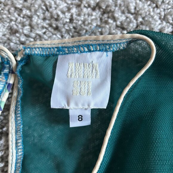 Anna Sui Womens Sz 8 Sleeveless Patterned Chiffon Top Geometric Design - Picture 7 of 10